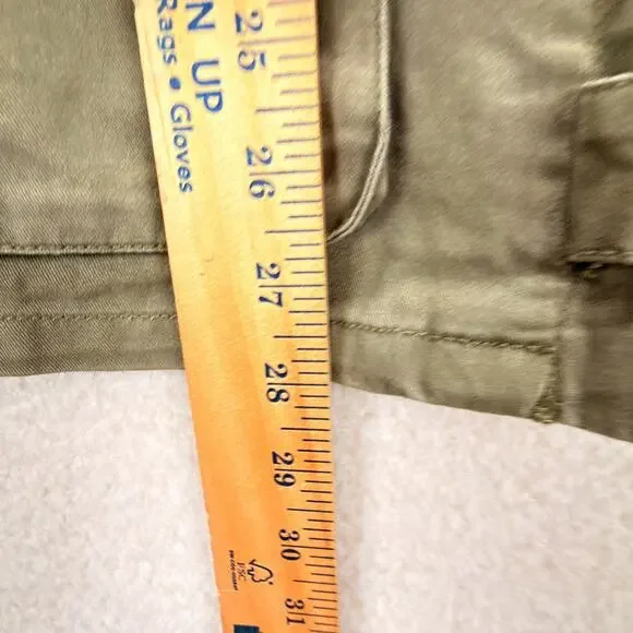 Per Se Women M Olive Green Cargo Utility Vest Pockets Drawstring 100% Cotton - Picture 5 of 9